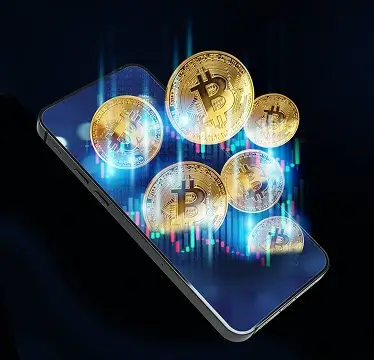 Dashboard di trading dell'app BTC +590 Octela su smartphone